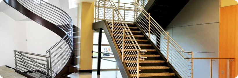 Elegant staircase railing with golden finish in a Dubai home interior.