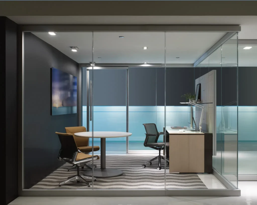 Frameless glass partition installed in a luxury Dubai home